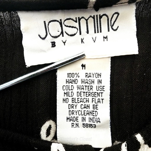 Boho Abstract‎ Figure Print Black White Rayon Midi Maxi Dress Size M - Picture 4 of 6